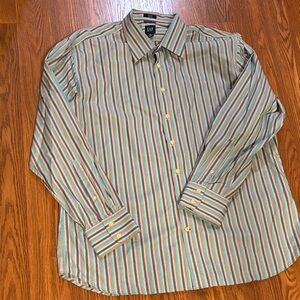 GAP Men's Casual Striped Shirt - Blue, Green, Brown